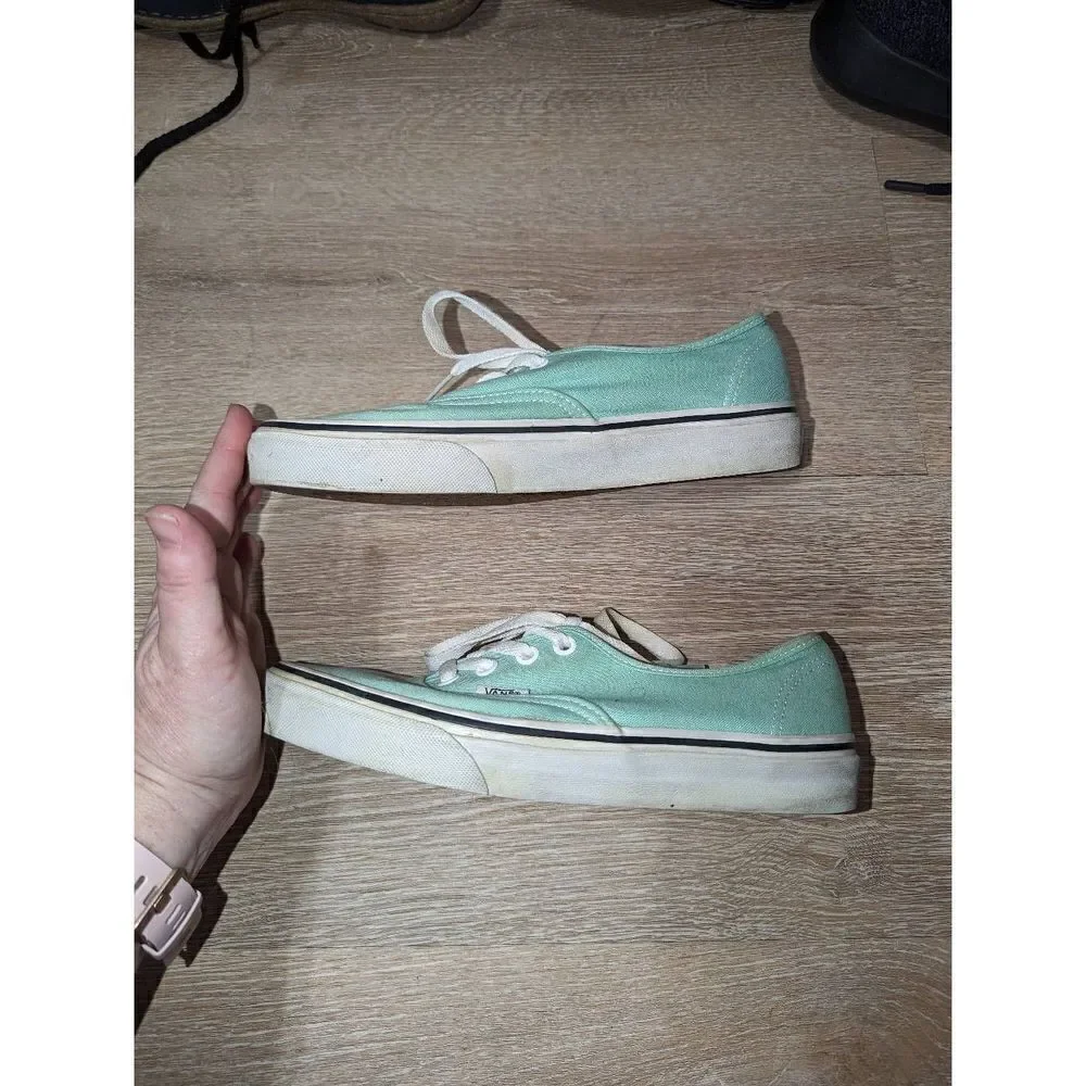 VANS Women Sz 7.5 M Green Lace Up Fashion‎ Sneakers Fabric Shoe
